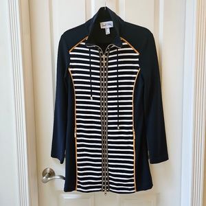 JOSEPH RIBKOFF jacket.  Navy and white striped. SIZE 8 Great CRUISE WEAR